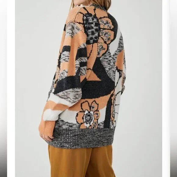 LAST CHANCE Free People August Orchid Orange Oversize Cardigan - Picture 8 of 8